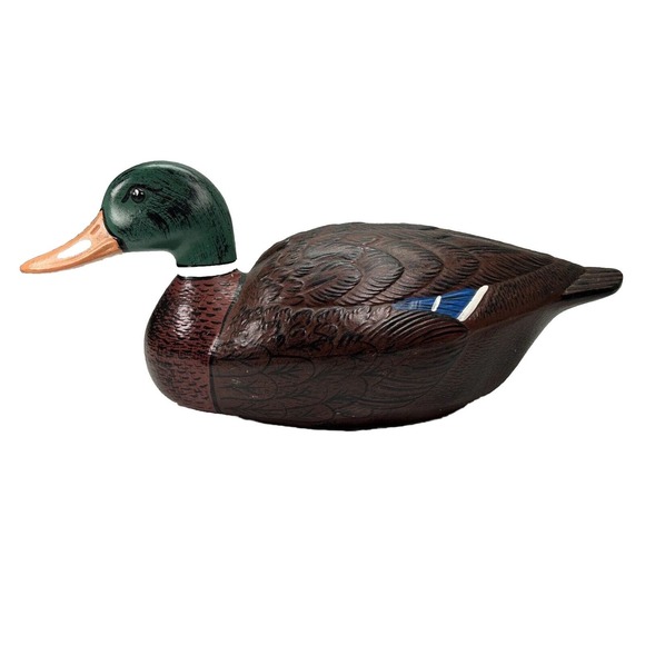 1986‎ Ceramic Painted Mallard Duck Decoy Sculpture Hunt Fishing Cabin Decor Vtg - Picture 1 of 7